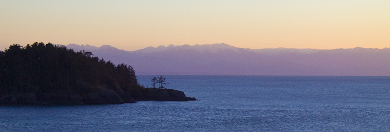 Deception Island And Olympic Mountains At Sunset